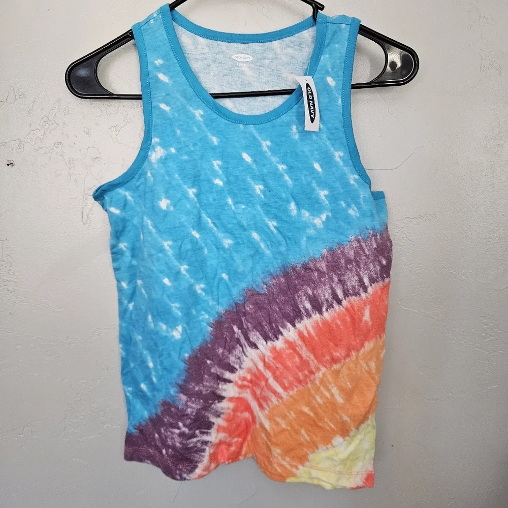 Old Navy NWT Boys Large 10/12 Colorful Tie-Dye Tank Top Blue Orange Purple Red
